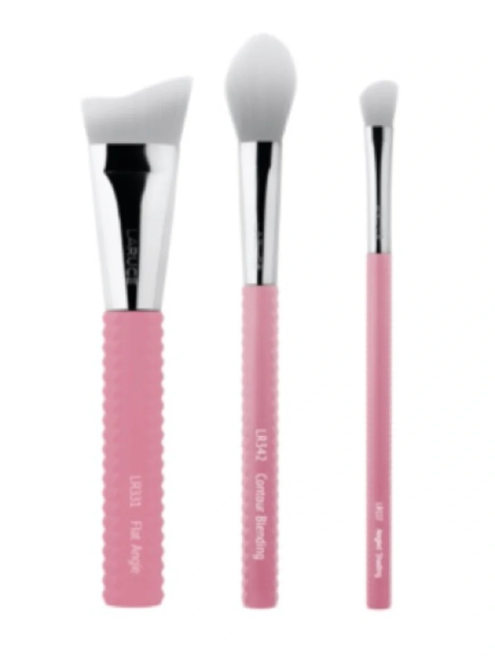 Laruce Beauty Pink 3-Piece Makeup Brush Set – Soft Synthetic Bristles